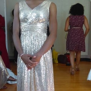 Sleeveless Gold Sequin Gown
